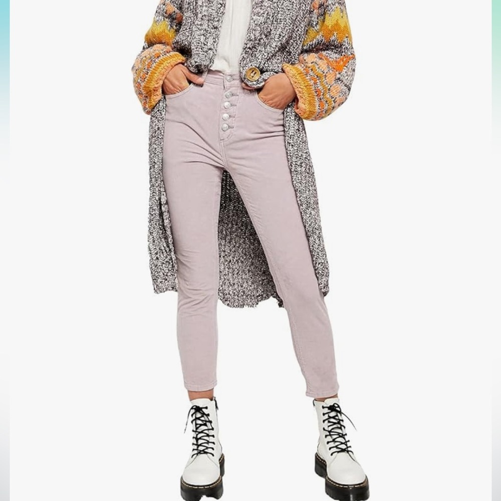 High-Waisted Pink Button-Fly Jeans